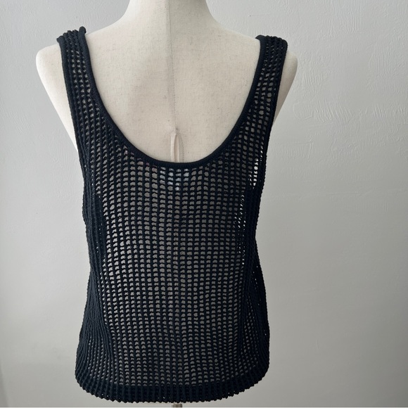 Women’s Black Crochet U-Neck Tank Sweater Future Collective Alani Noelle Size L - Picture 2 of 8